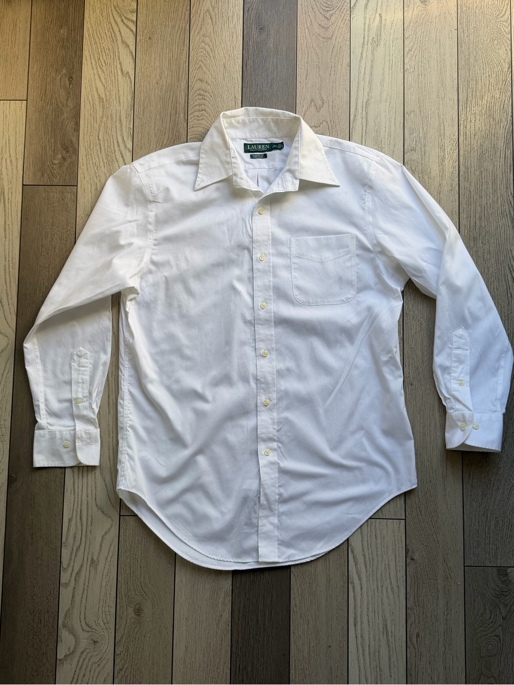 Ralph Lauren White Long-Sleeve Button-Up Dress Shirt 15 1/2 32/33 medium size